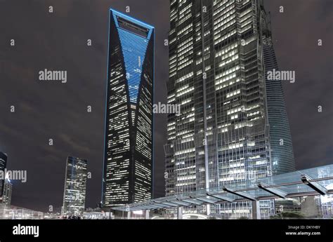 Shanghai World Financial Center Swfc Jin Mao Tower Night Scene