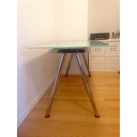 Ikea Galant Frosted Glass Adjustable Height Desk Table AptDeco