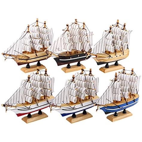 Sailing Ship Model Decor Pack Of Wooden Miniature Boat Handmade Vintage Inch Ebay