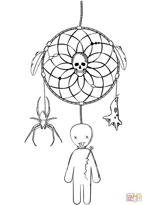 Halloween Dreamcatcher With Voodoo Doll And Spider