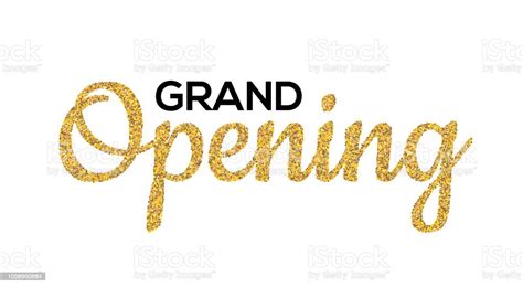 Grand Opening Gold Calligraphic Lettering Design Text Vector