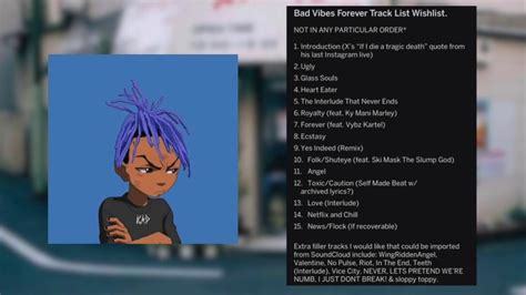 From the album bad vibes forever. XXXTENTACION Bad Vibes Forever Album Mock List 2019 - YouTube