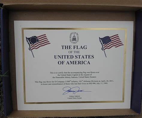 At the request of the honorable john henry, united states senator, this flag was flown for george washington on the occasion of his inauguration for the office of the. 2011 1st BN, 506th Hill 996 Remembrance Ceremony