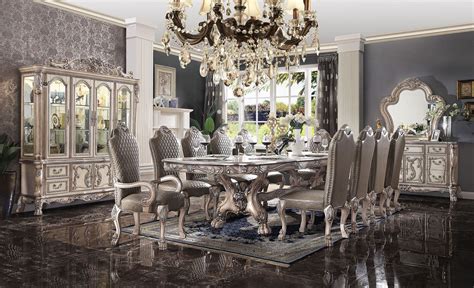 Traditional Antique White 136 Table Formal Dining Room