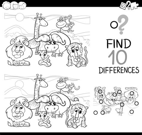 Premium Vector Difference Game With Safari Animals