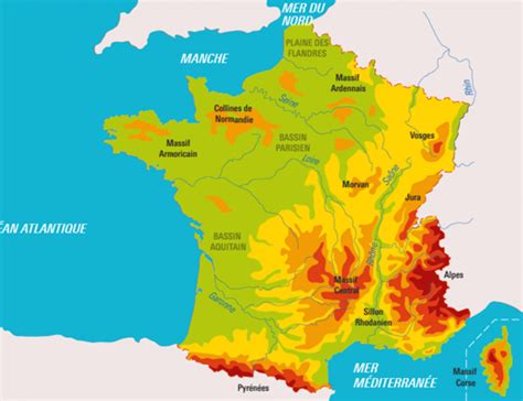 Le Relief Français Carte Géographique France Géographie Et France