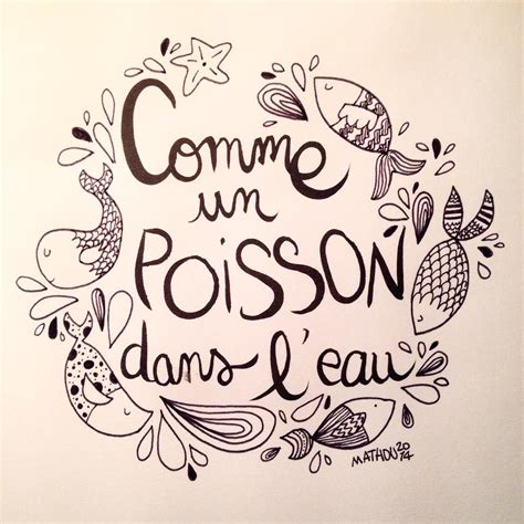 The Words Come From Posson Dans Leau Are Drawn In Black Ink