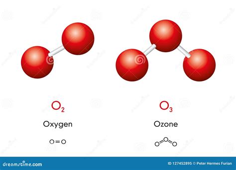 Ozone Structural Chemical Formula And Molecule Model Of O3 Vector