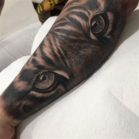 Tattoo de tigre em preto e cinza Vídeo Olhos de tigre tatuagem