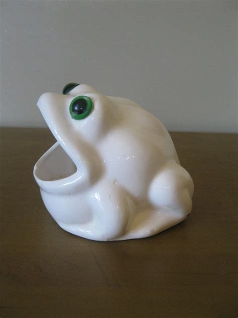 1970s Ceramic Frog Scrubby Holder White Albino Sponge Etsy Ceramic