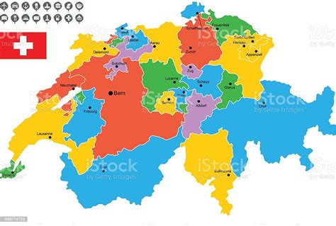 Vetores De Detalhada Vetor Mapa Da Suíça E Mais Imagens De 2015 2015 Bandeira Basel Istock