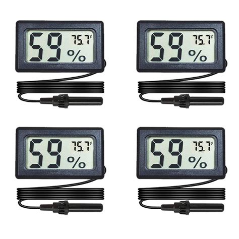 Buy Veanic 4 Pack Mini Digital Hygrometer Thermometer Gauge With Probe