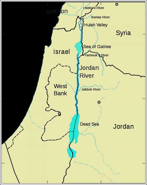 Jordan River Map Jordan River Middle East Map Western Asia Asia