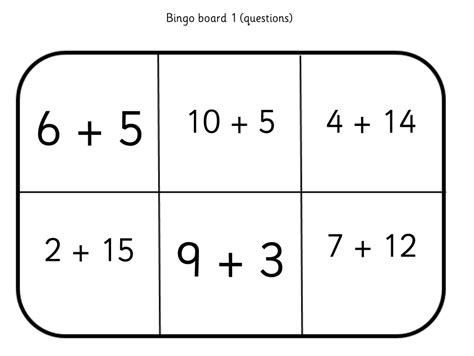 Addition Bingo Numbers To 20 Teaching Resources