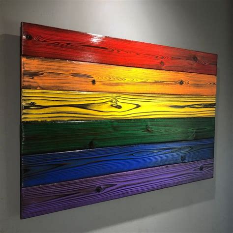 Rainbow flag with 10 bands. LGBTQ Pride Flag - Rainbow Flag made of Wood -Rustic Home ...