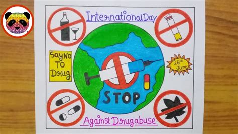 International Day Against Drug Abuse Drawing Stop Drug Day Awareness