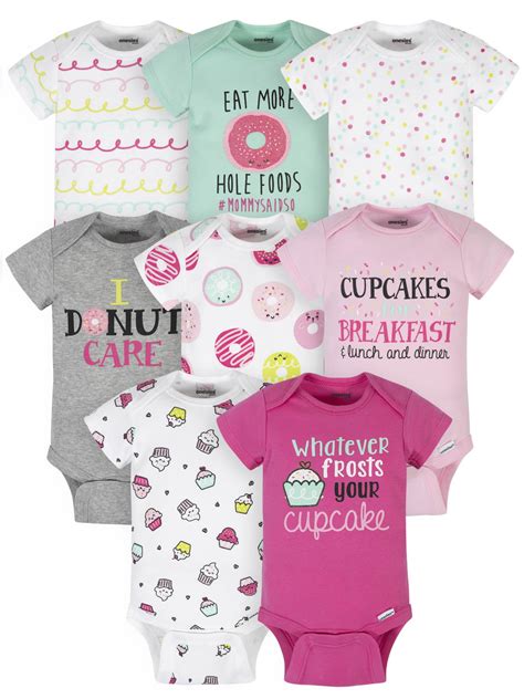 Onesies® Brand Baby Girl Short Sleeve Onesies Bodysuits 8 Pack