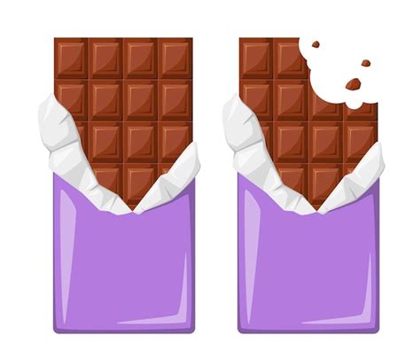 Premium Vector Chocolate Bars On A White Background Bitten Chocolate In A Wrapper