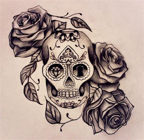 Mexican Sugar Skull And Roses Tattoo Design Fresh 2017