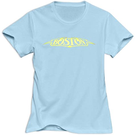 boston band logo o neck skyblue t shirts for womens [twomen 00837] 17 90 boston band band