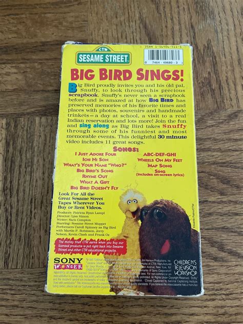 Sesame Street Big Bird Sings Vhs 74644968033 Ebay