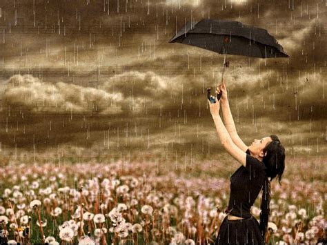 Download Rainy Season Girl Enjoy With Umbrella Profile