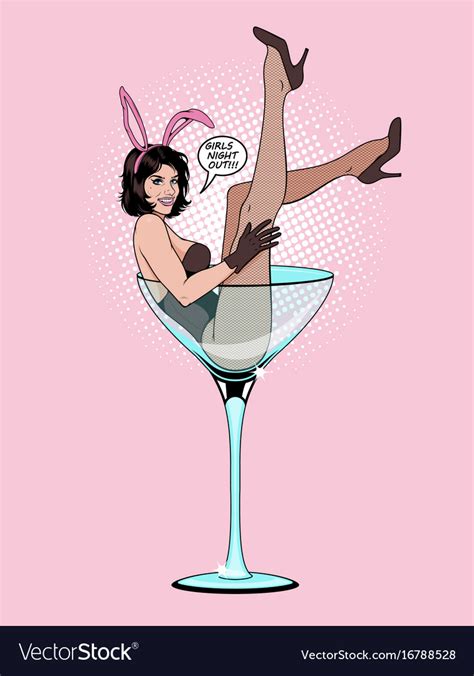 Pin Up Girl In Martini Glass Royalty Free Vector Image
