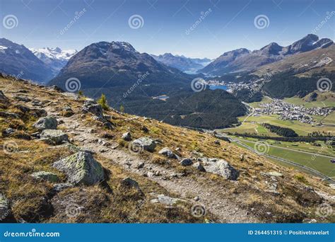 View Above St Moritz From Muottas Muragl Of Upper Engadine Graubunden