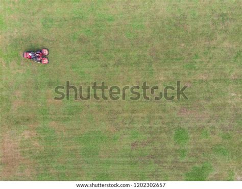 Mower Cutting Grass Soccer Football Field Stock Photo 1202302657