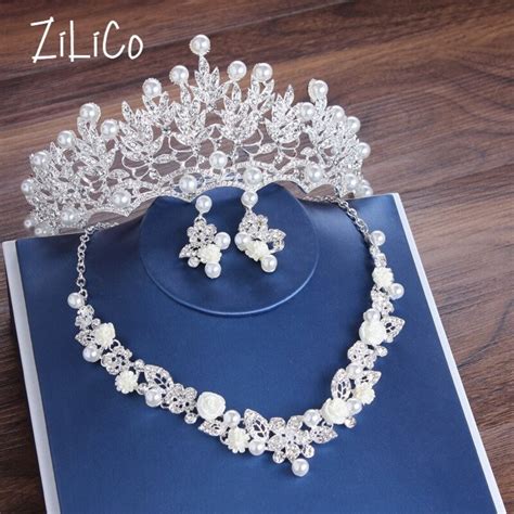 Luxury Bride Crystal Pearl Flower Costume Jewelry Sets Etsy