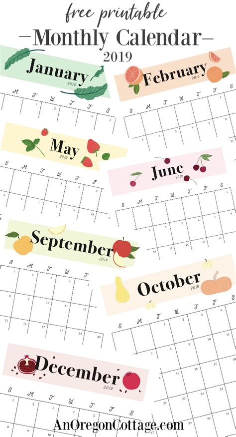 Month Free Printable Wall Printable Printable Monthly Calendar
