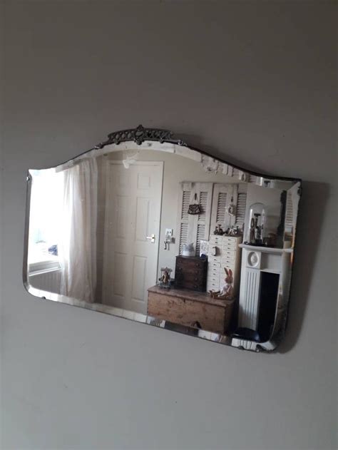 Large Elegant Shield Shaped Frameless Mirror With Bevelled Etsy Uk Frameless Mirror Elegant