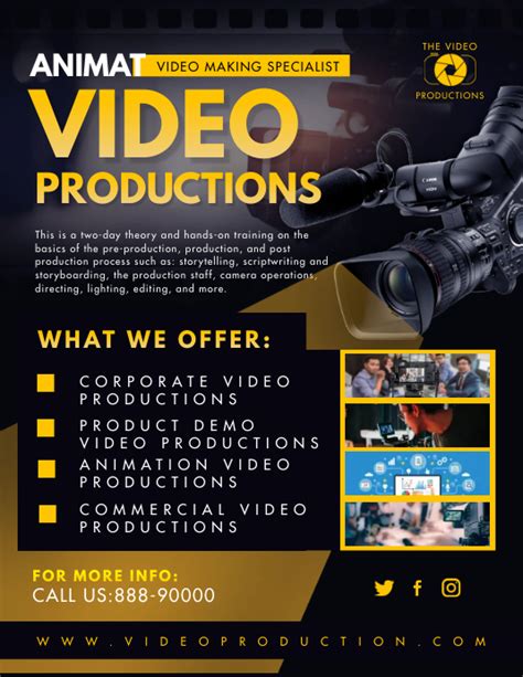 Black And Yellow Video Production Service Fly Template Postermywall