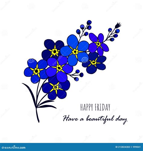Decorative Flower In Blue Happy Friday Have A Beautiful Day