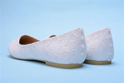 White Lace Flat Shoes For Bride Flat Shoes Wedding Bridal Shoes With