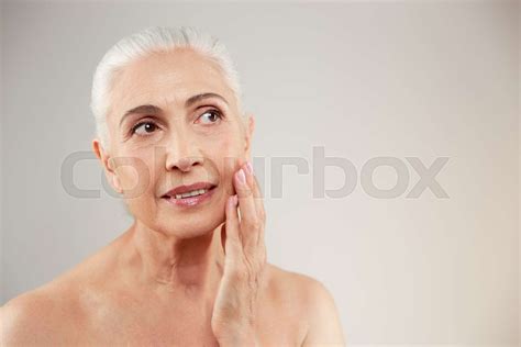 Beauty Portrait Of An Attractive Naked Elderly Woman Stock Image Colourbox