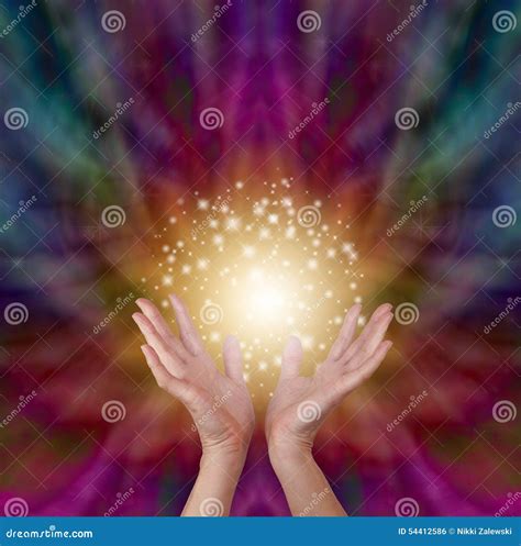 Magical Healing Energy On Radiating Color Background Stock Photo