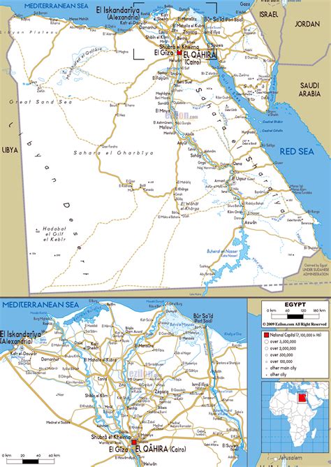 Large Road Map Of Egypt With Cities And Airports Egypt