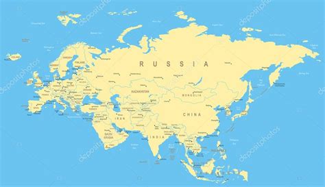 Eurasia Map Illustration — Stock Vector © Dikobrazik 82311020