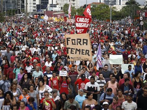 Thousands Of Brazilians Protest Outside Acting Presidents Home