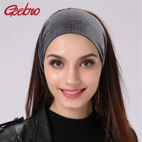 Geebro Womens Elastic Headbands Spring Ladies Plain Color Hair