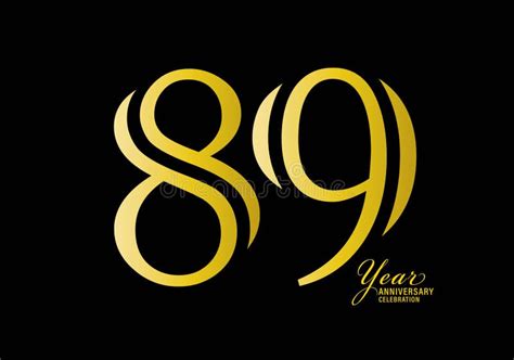89 years anniversary celebration logotype gold color vector 89th birthday logo 89 number