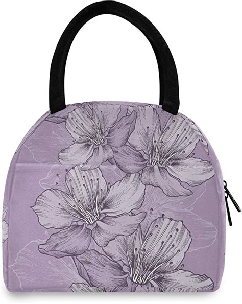 Amazon Com Blooming Purple Floral Lunch Tote Bag Lunch Bag For Women