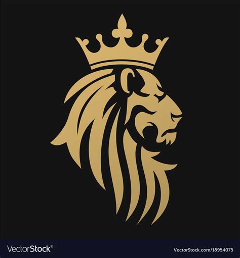 A Golden Lion With A Crown Royalty Free Vector Image