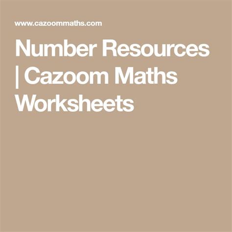 Cazoom Maths Worksheets Number Resources Math Worksheets Math