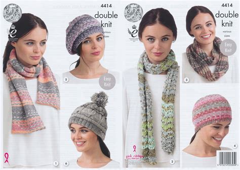 King cole womens opium knitting pattern ladies easy knit wraps & scarf (5066). King Cole Ladies Double Knit Pattern Womens Hat Scarves ...