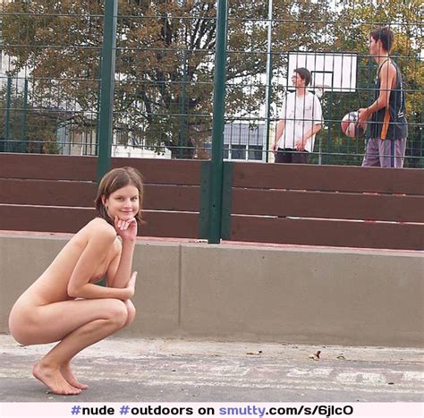 Nude Outdoors Exhibitionist Risky Petite Squatting