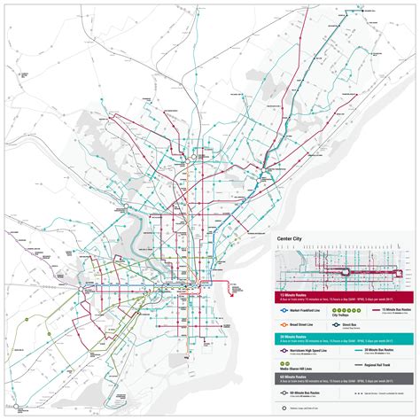 Septaa New Map With Bus Lines Color Coded For Frequency Rtransit