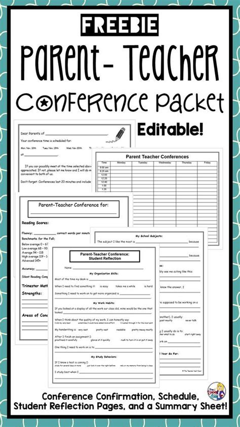 Free Parent Teacher Conferences Packet For 3rd 6th Grade Print And