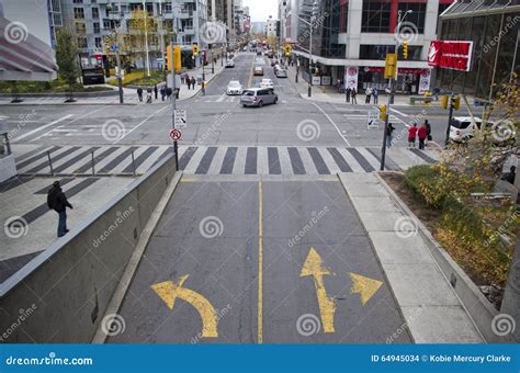 Perspective Of City Street At An Intersection Editorial Stock Image